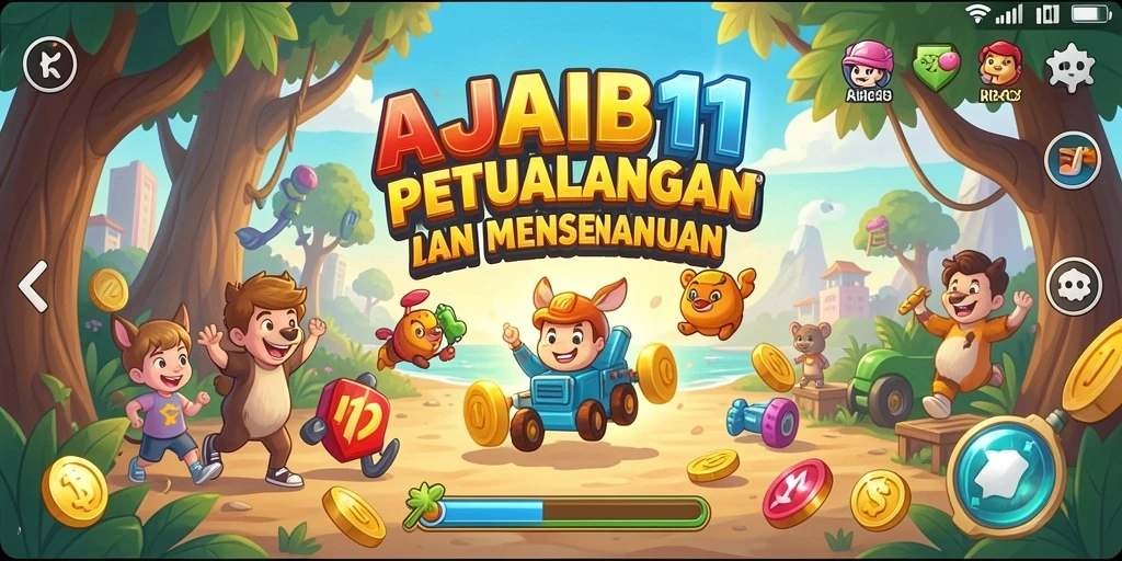 Screenshot AJAIB11 menunjukkan gameplay yang seru dan penuh warna.