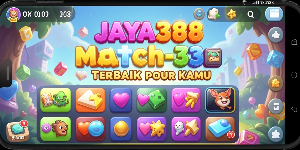 Tampilan gameplay JAYA388 dengan elemen Match-3 yang seru.