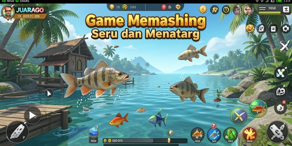 Tampilan gameplay JUARAGO yang menarik dengan suasana memancing yang nyata.