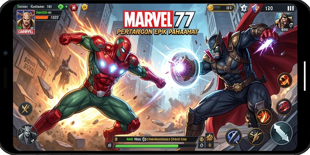Tampilan aksi seru dalam permainan Fighting MARVEL77.