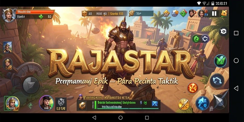 Tampilan menarik dari gameplay strategis RAJASTAR yang menantang.