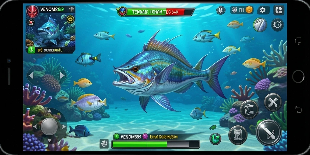 Tampilan intens saat menangkap ikan dalam gameplay VENOM889.